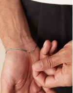 sterling silver flat chain bracelet in silver